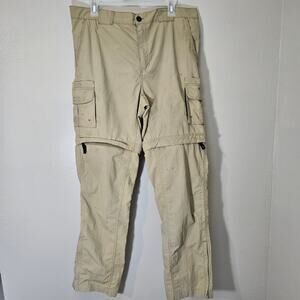 Magellan Outdoors Fish Gear Convertible Zip-Off Pants/Short - Khaki - Sz Med